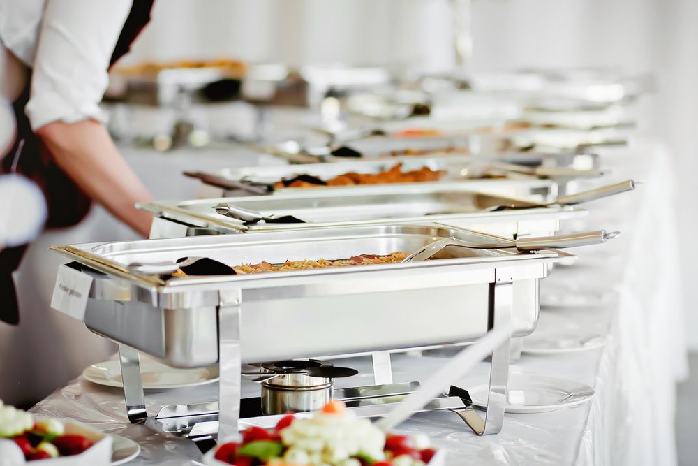 Buffet table with chafing dishes